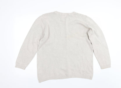 Womens UK Size 16 M&S Beige Pullover Jumper
