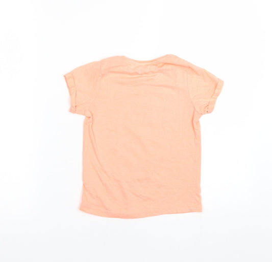 Primark Girls Orange   Basic T-Shirt Size 7-8 Years  - PINEAPPLE
