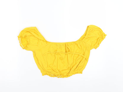Primark Womens Yellow   Cropped T-Shirt Size XS