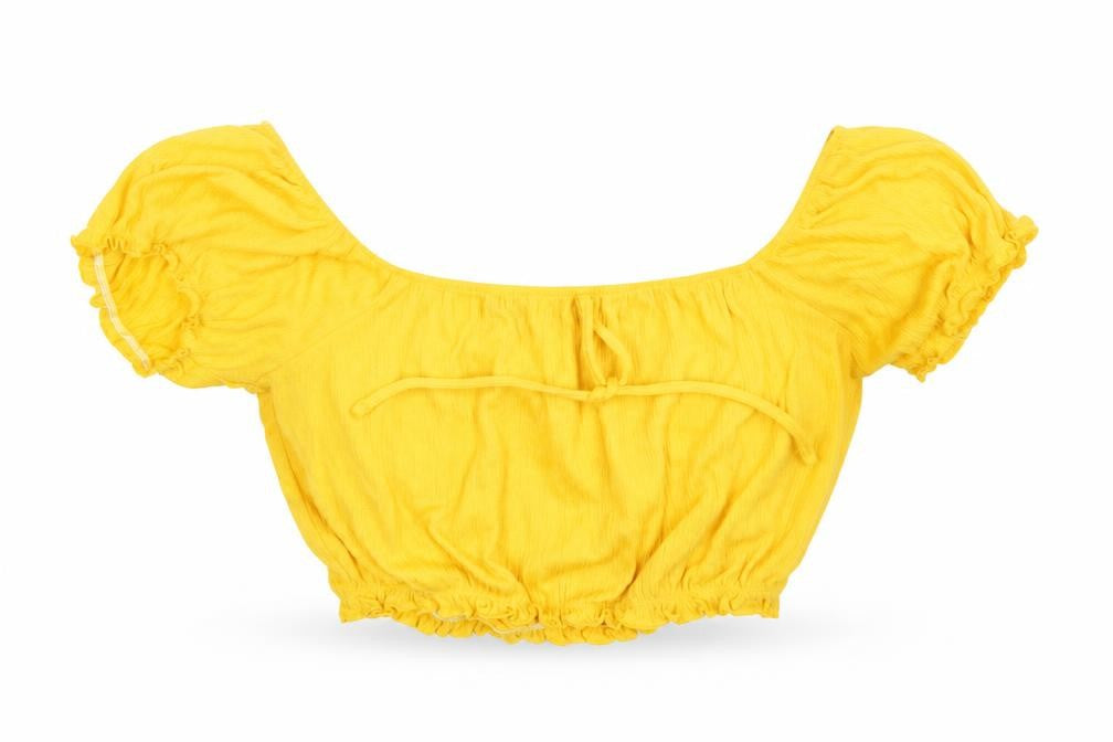 Womens UK Size XS Primark Yellow Cropped T-Shirt