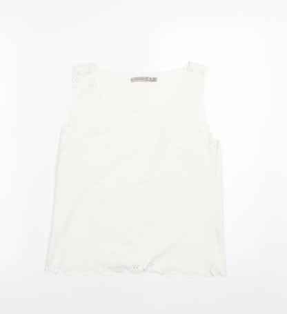 Primark Womens White Floral  Basic Tank Size 8