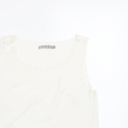 Primark Womens White Floral  Basic Tank Size 8