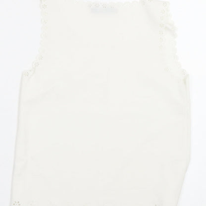 Primark Womens White Floral  Basic Tank Size 8
