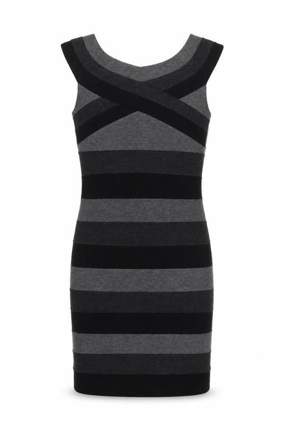 Alter London Womens Black Striped  Wrap Dress  Size 8
