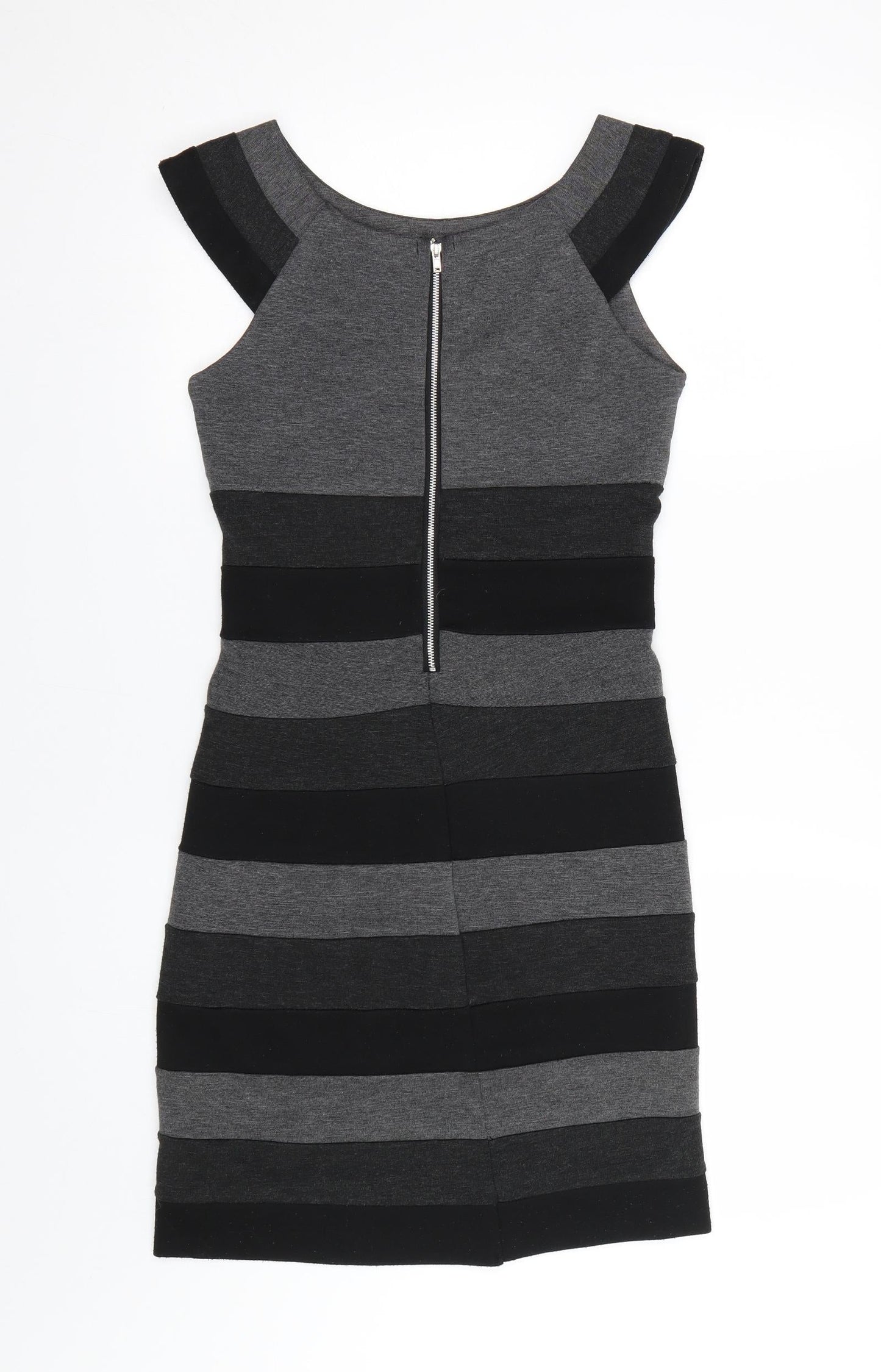 Alter London Womens Black Striped  Wrap Dress  Size 8