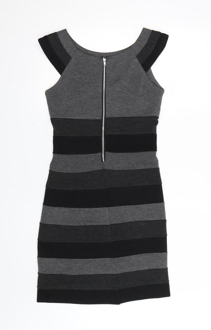 Alter London Womens Black Striped  Wrap Dress  Size 8