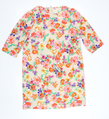 Preworn Womens Beige Floral  T-Shirt Dress  Size M