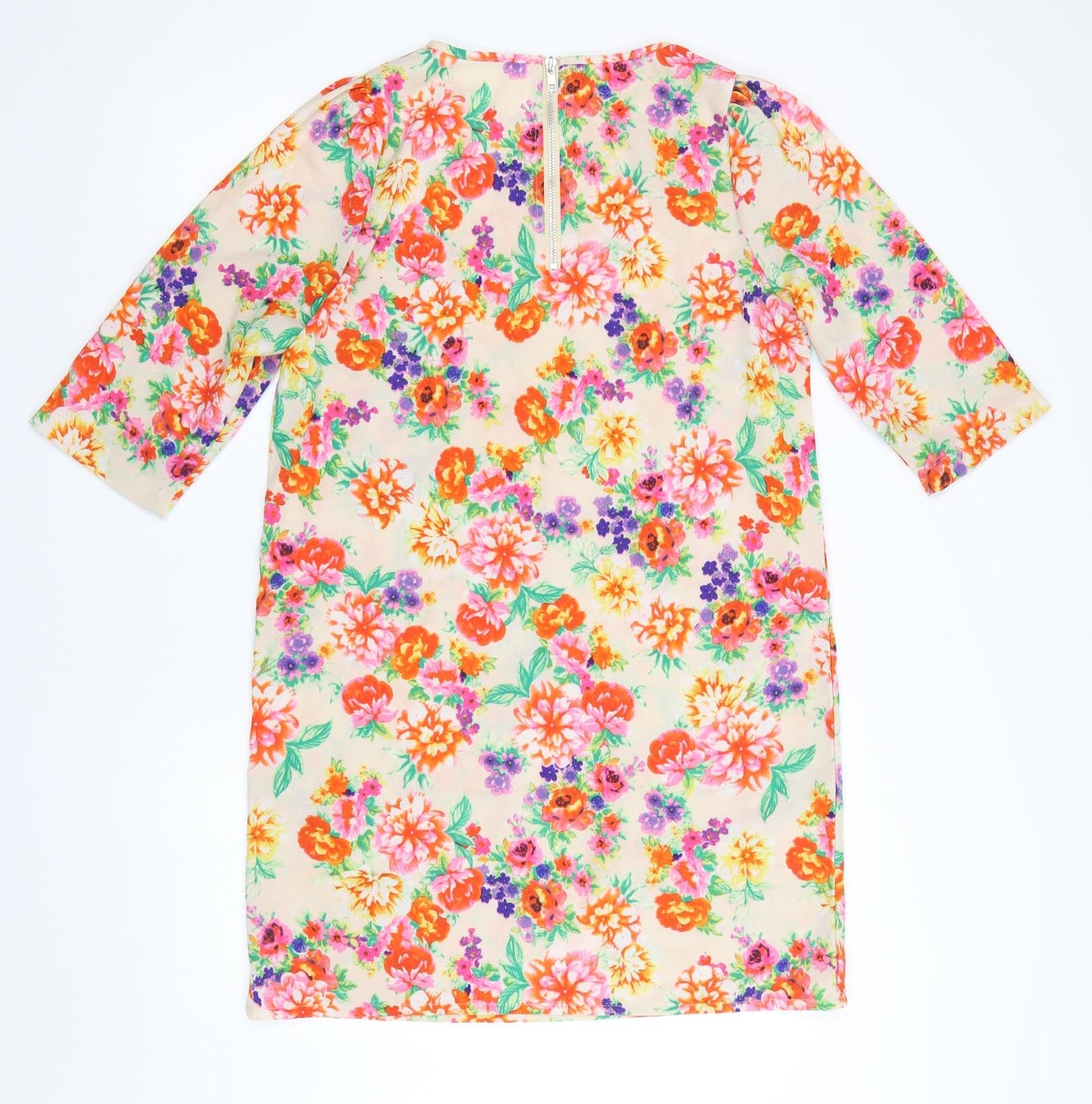 Preworn Womens Beige Floral  T-Shirt Dress  Size M