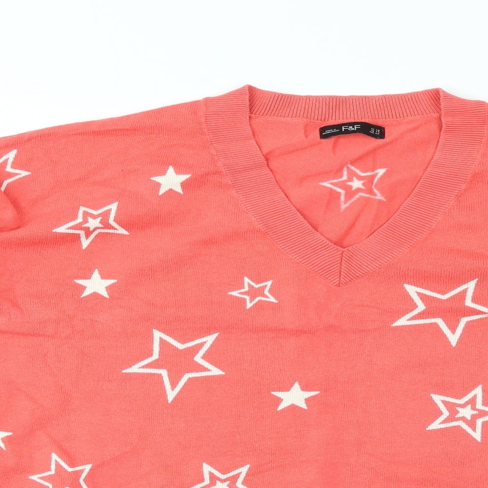 F&F Womens Multicoloured Geometric  Pullover Jumper Size 10