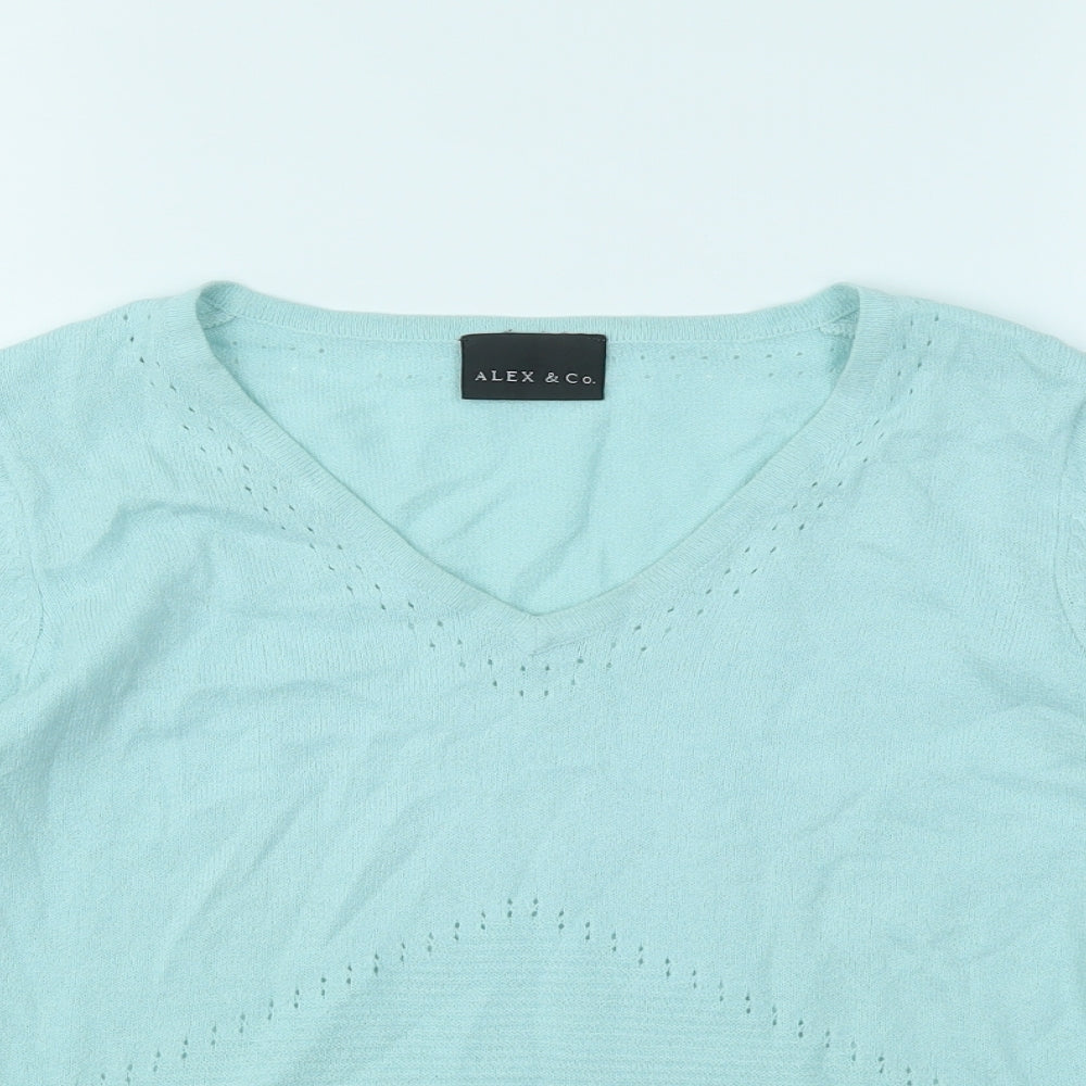 ALEX &CO Womens Blue   Basic T-Shirt Size 8