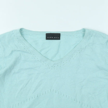 ALEX &CO Womens Blue   Basic T-Shirt Size 8