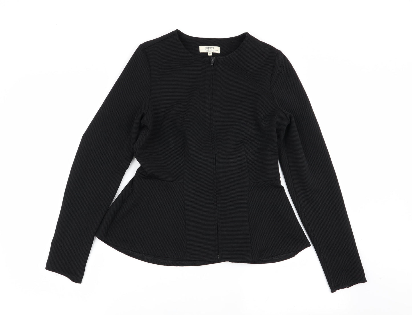 Womens UK Size 10 Papaya Black Full Zip Jumper