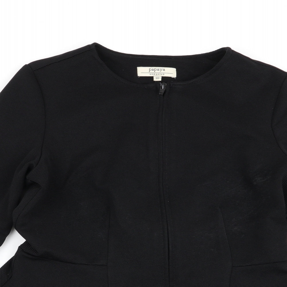 Womens UK Size 10 Papaya Black Full Zip Jumper