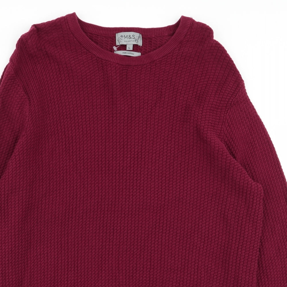 M&S Mens Red   Pullover Jumper Size L