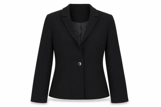 Front view of AMARANTO women’s black jacket blazer, size UK 10