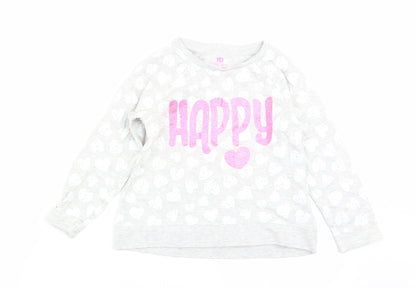 Primark Girls Grey Geometric  Basic T-Shirt Size 5-6 Years