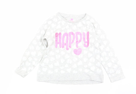 Primark Girls Grey Geometric  Basic T-Shirt Size 5-6 Years