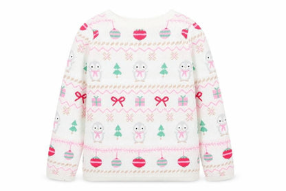 H&M Girls Ivory Geometric  Pullover Jumper Size 4-5 Years  - chrismtas