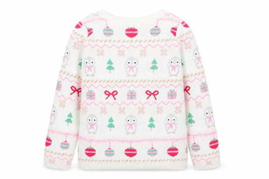 H&M Girls Ivory Geometric  Pullover Jumper Size 4-5 Years  - chrismtas
