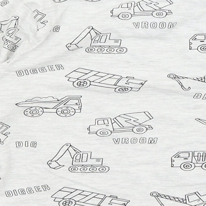 F7F Boys Grey   Basic T-Shirt Size 2-3 Years  - Diggers & Trucks