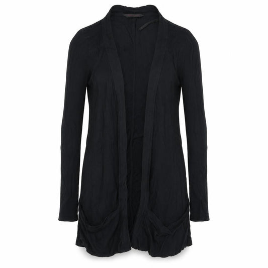Front view of Miss Selfridge women’s black cardigan jumper, size UK 10