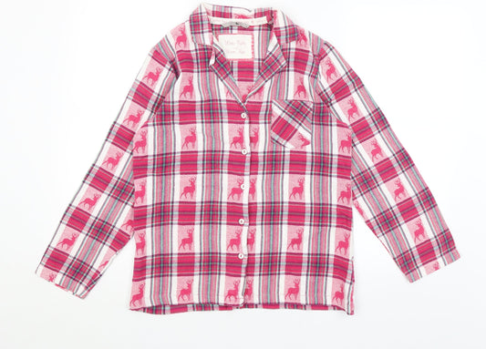 TU Womens Pink Plaid  Top Pyjama Top Size 8  - Reindeer