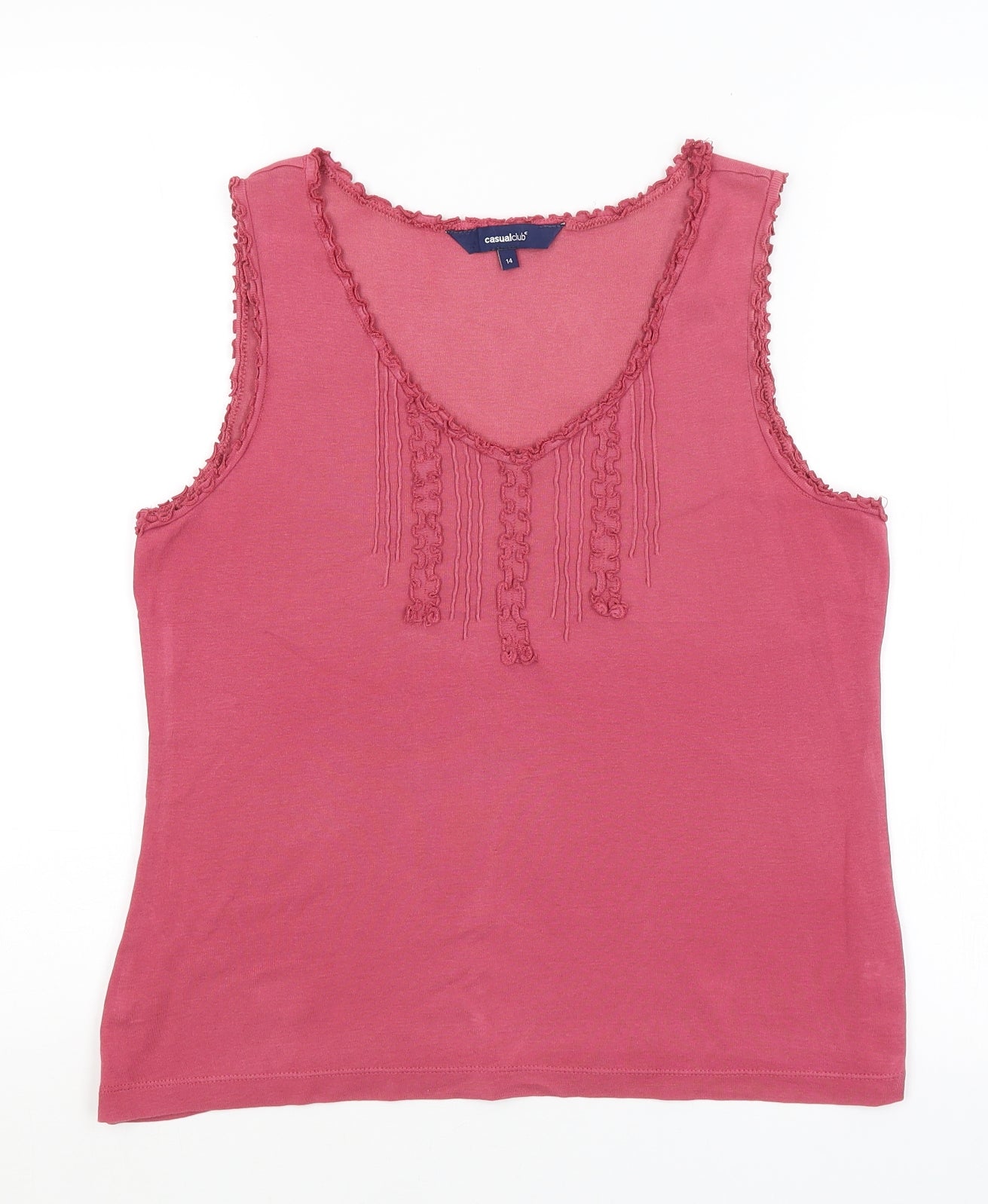 Womens UK Size 14 Casual Club Pink Basic Tank