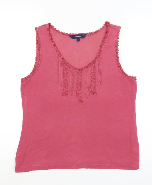 Womens UK Size 14 Casual Club Pink Basic Tank