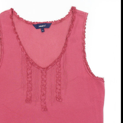 Womens UK Size 14 Casual Club Pink Basic Tank