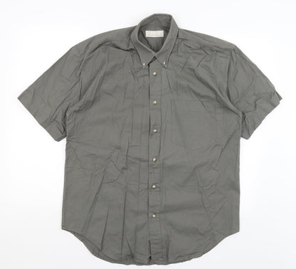Mens UK Size M Best Basics Green  Button-Up Short Sleeve Casual Shirt