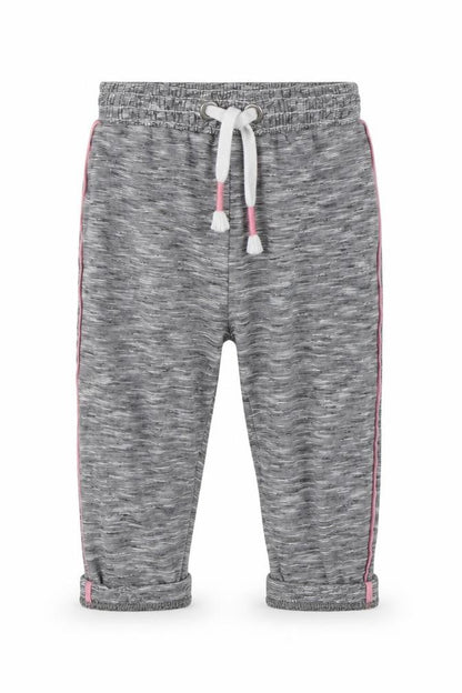 Front view of Topo Mini girls’ grey jogger leggings, size 12, months