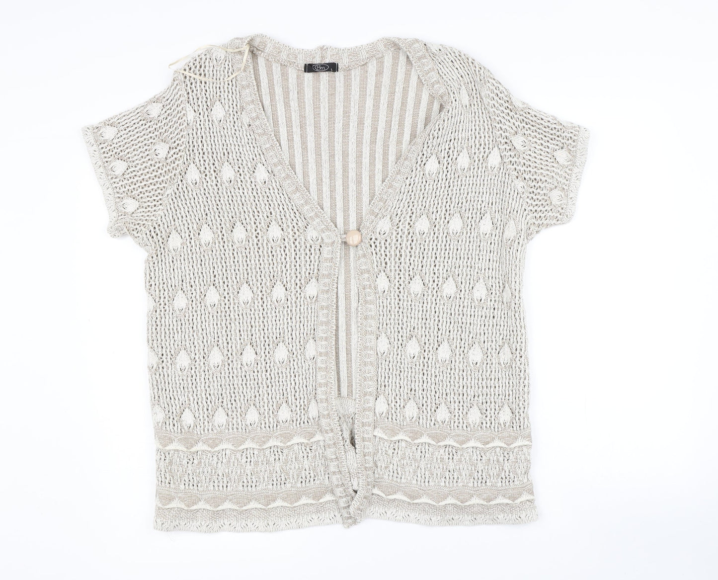 Womens UK Size L BM Beige Cardigan Jumper