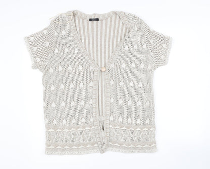 Womens UK Size L BM Beige Cardigan Jumper