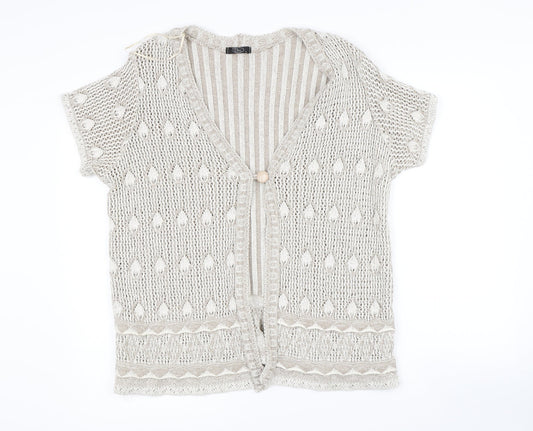 Womens UK Size L BM Beige Cardigan Jumper