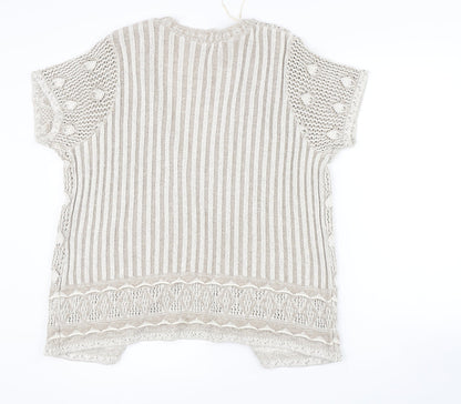Womens UK Size L BM Beige Cardigan Jumper