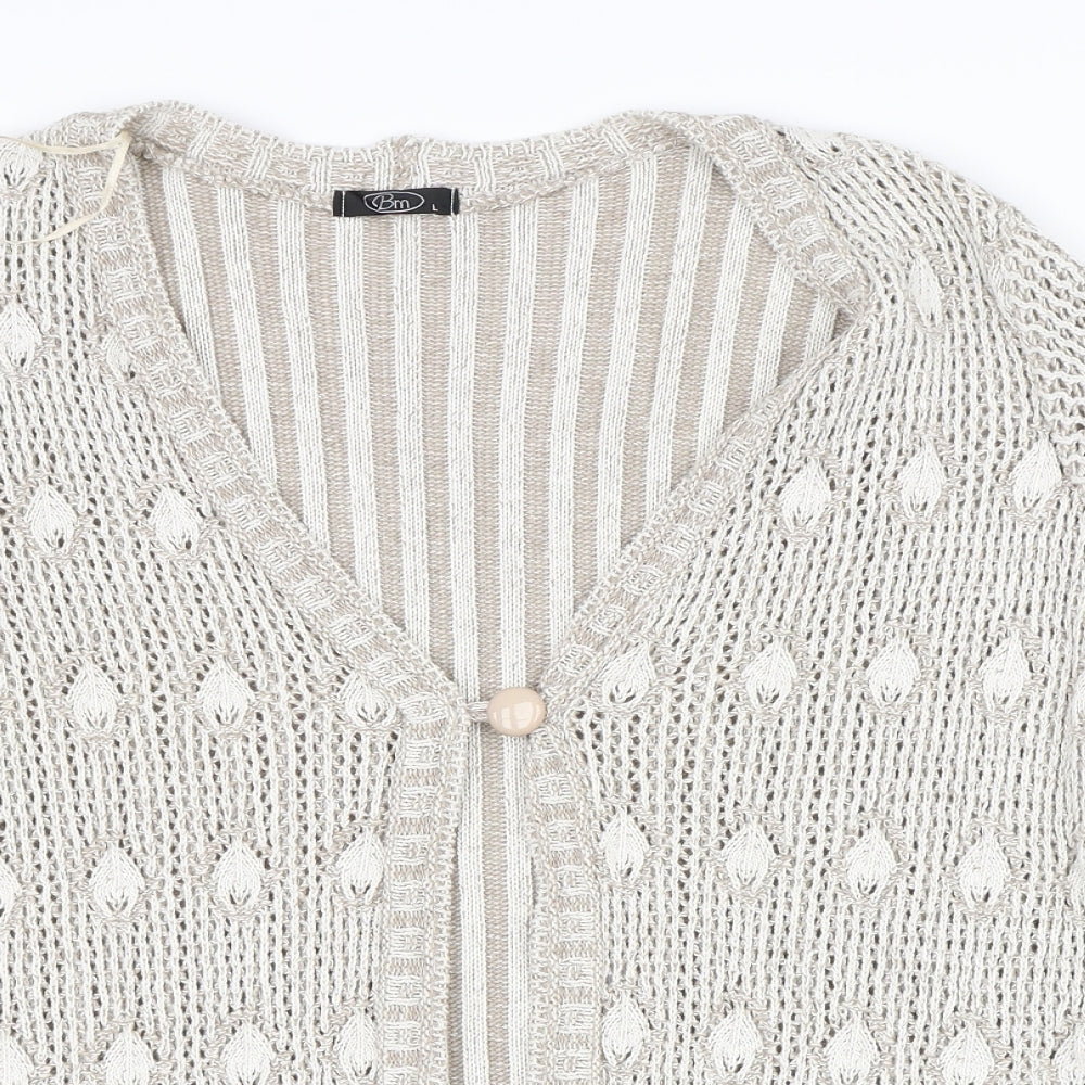 Womens UK Size L BM Beige Cardigan Jumper