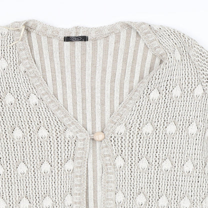 Womens UK Size L BM Beige Cardigan Jumper