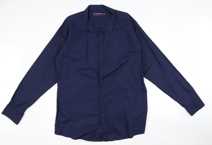 Mens UK Size 2XL Lyon Becker Blue  Button-Up Long Sleeve Casual Shirt