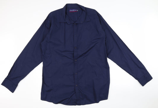 Mens UK Size 2XL Lyon Becker Blue  Button-Up Long Sleeve Casual Shirt