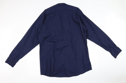 Mens UK Size 2XL Lyon Becker Blue  Button-Up Long Sleeve Casual Shirt