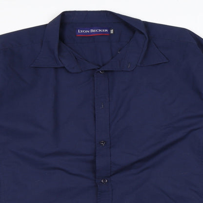 Mens UK Size 2XL Lyon Becker Blue  Button-Up Long Sleeve Casual Shirt