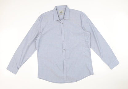 Mens UK Size 17 Matalan Blue  Button-Up Long Sleeve Casual Shirt