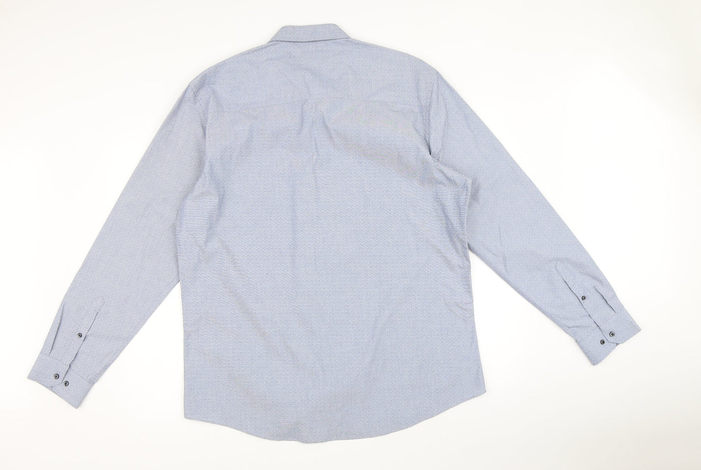 Mens UK Size 17 Matalan Blue  Button-Up Long Sleeve Casual Shirt