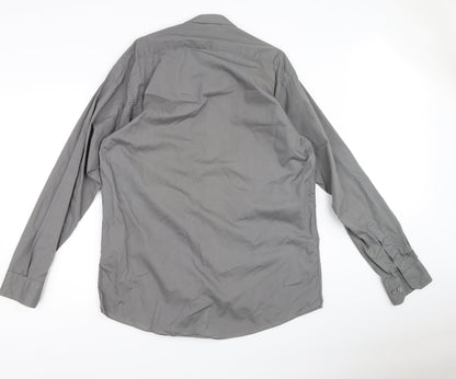 Mens UK Size 2XL Lyon Becker Grey  Button-Up Long Sleeve Casual Shirt