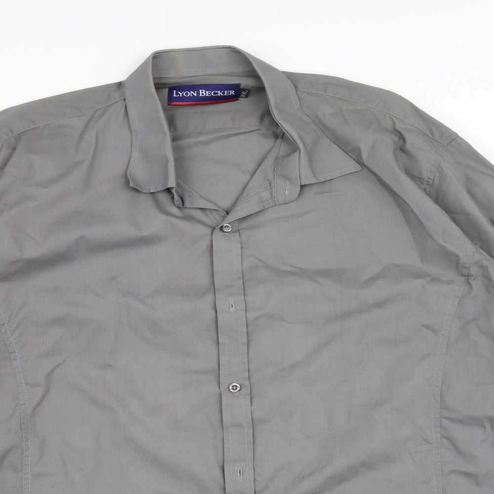 Mens UK Size 2XL Lyon Becker Grey  Button-Up Long Sleeve Casual Shirt