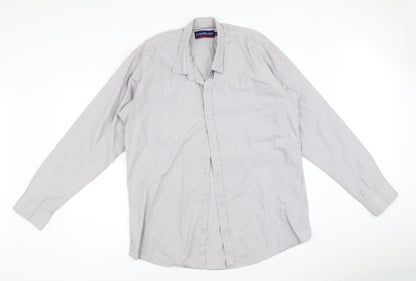Mens UK Size 2XL Lyon Becker Grey  Button-Up Long Sleeve Casual Shirt