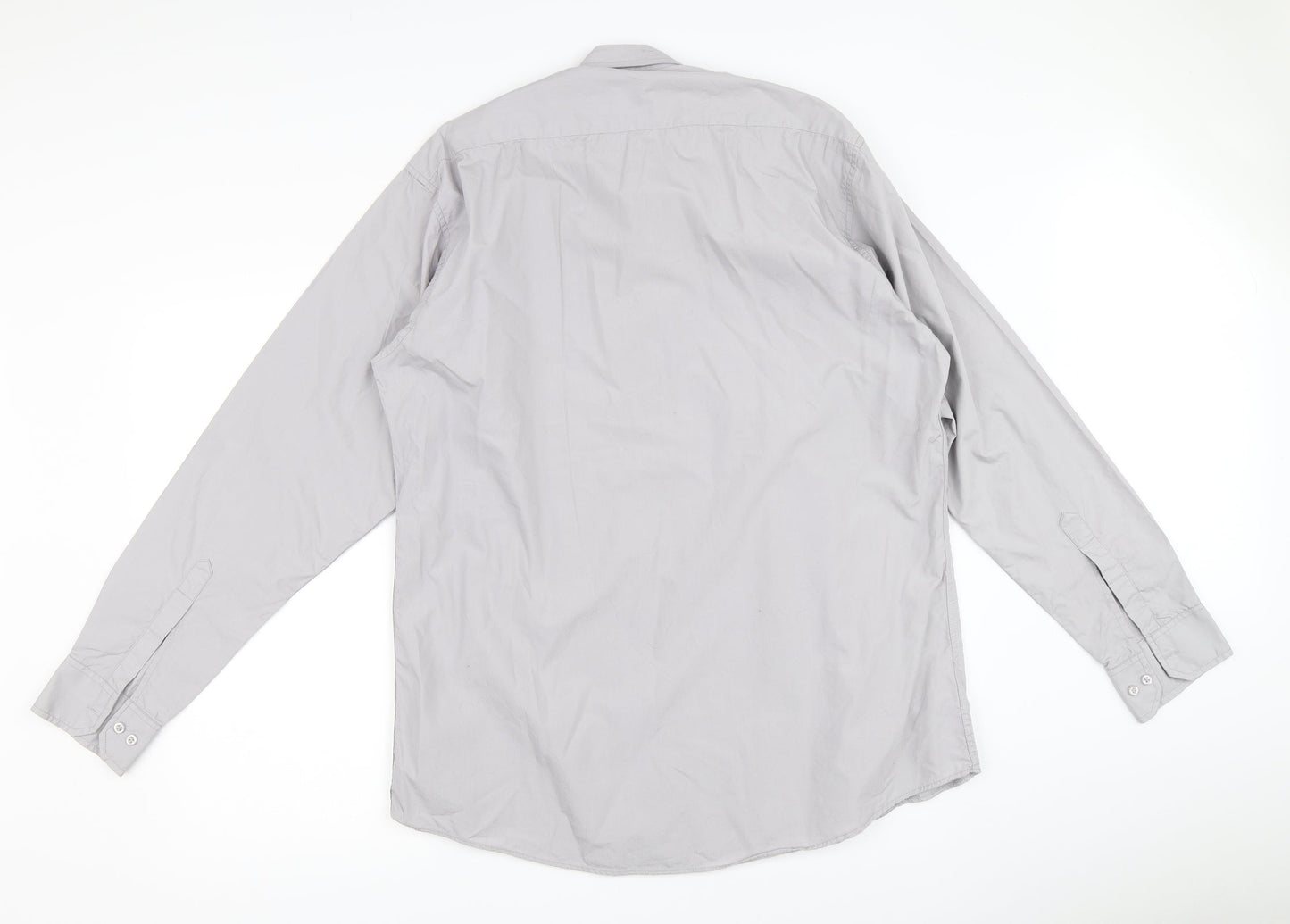 Mens UK Size 2XL Lyon Becker Grey  Button-Up Long Sleeve Casual Shirt