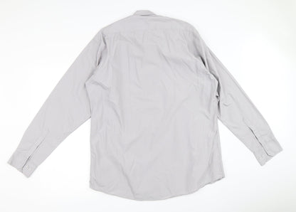 Mens UK Size 2XL Lyon Becker Grey  Button-Up Long Sleeve Casual Shirt