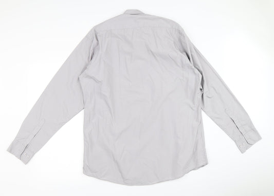 Mens UK Size 2XL Lyon Becker Grey  Button-Up Long Sleeve Casual Shirt