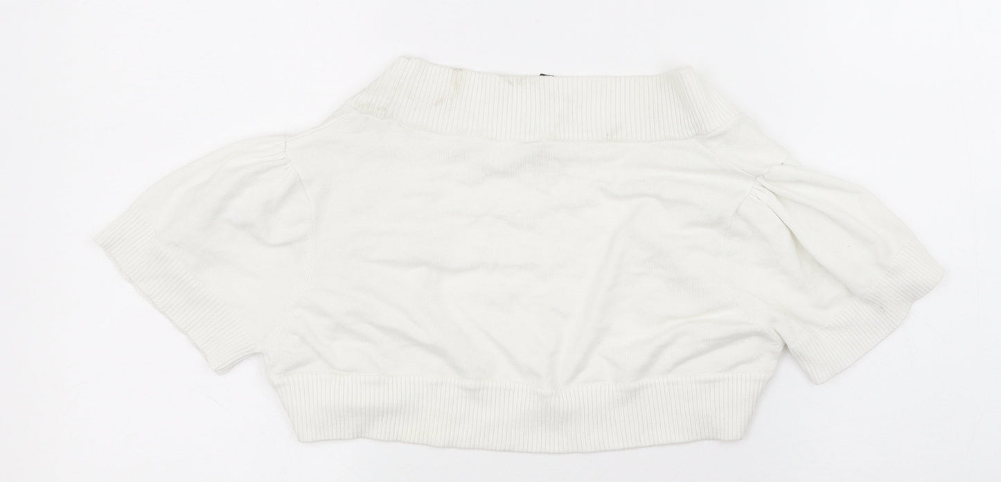 Womens UK Size 14 Bay White Cardigan Jumper